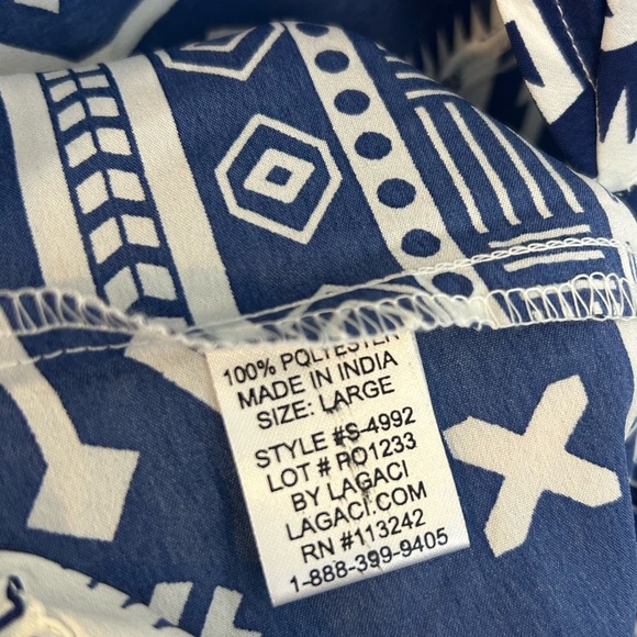 NWT Lagaci French Maverick Aztec Print Open Back Blue Strappy Romper Large - Picture 12 of 13